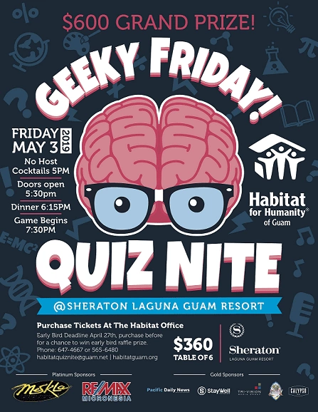 GET YOUR TICKETS FOR THE HABITAT FOR HUMANITY QUIZ NITE MAY 3